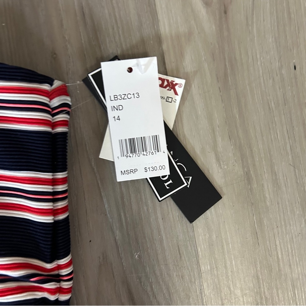 La Blanca Navy and Red Striped One-Piece Swimsuit - Picture 4 of 5